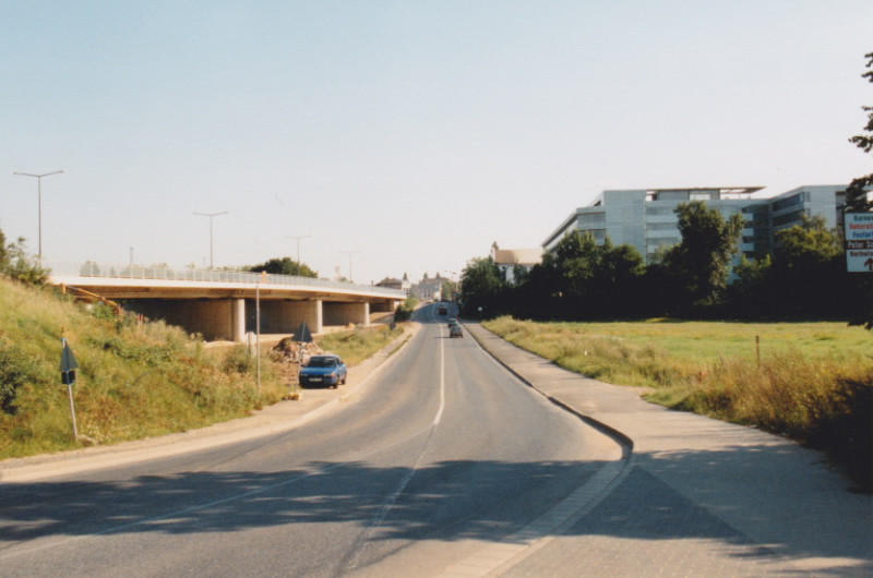Die alte Washingtonstraße durch die Flutrinne hat ausgedient (August 1998, Foto: F. Philipp)