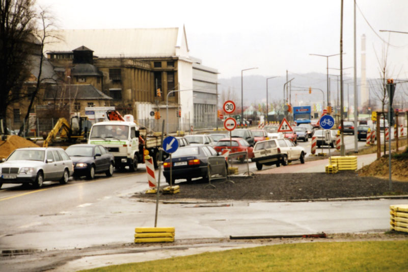 Seit 3. März 1999 Verkehrschaos an der Washingtonstraße (Foto: F. Philipp)