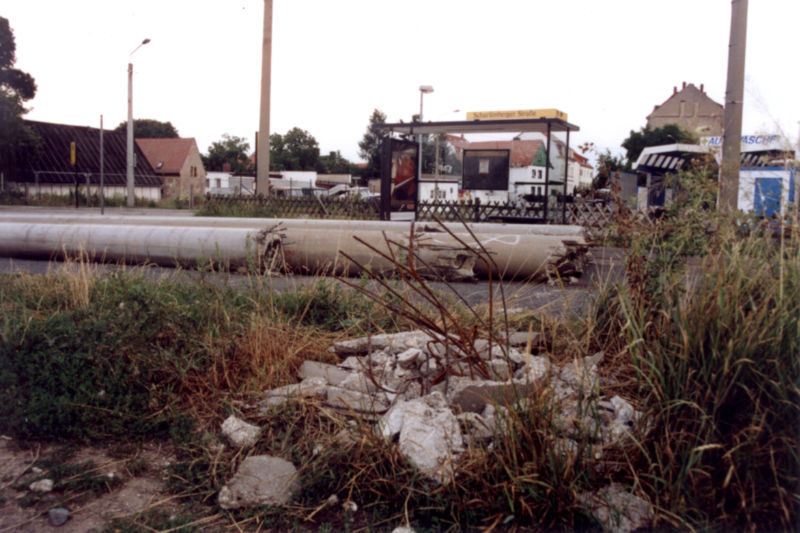 Das Ende der Straßenbahn in Übigau - Abbruch Oberleitung (Foto: F. Philipp)