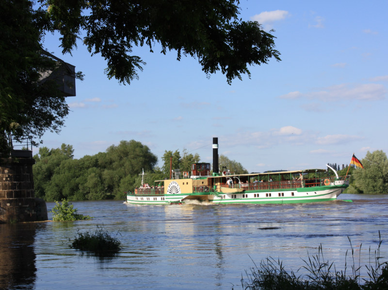 Dampfschiff Krippen nahe Übigau (© F. Philipp)