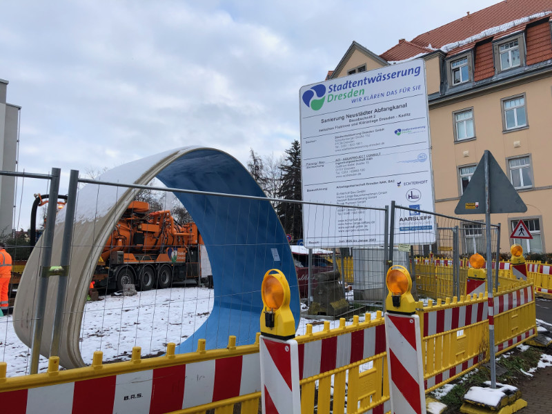 Baustelle auf der Scharfenberger Straße