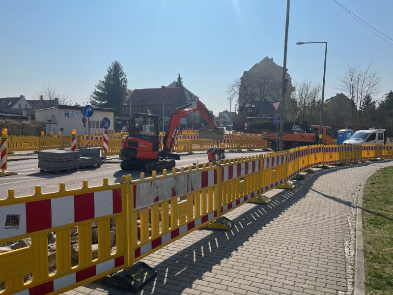 Umbau Kreisverkehr (24.03.22, Foto: F. Philipp)