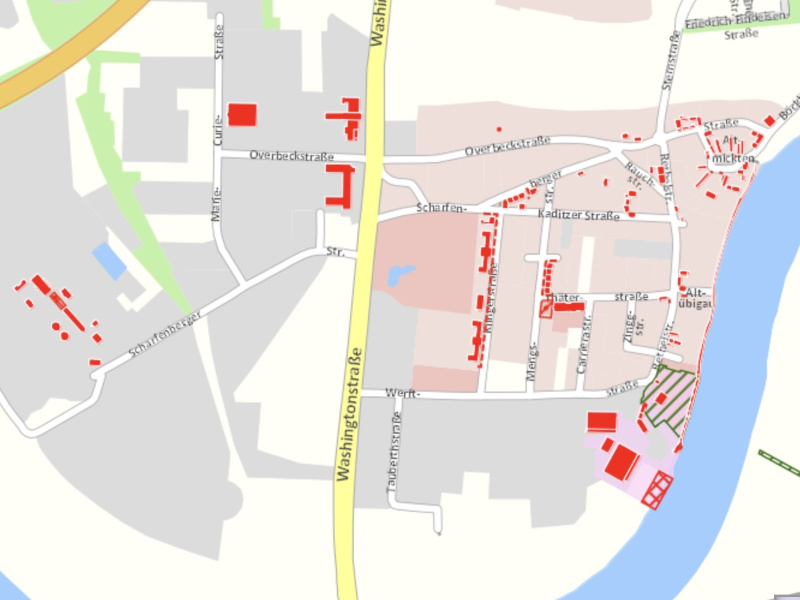 Auszug Themenstadtplan zum Thema Denkmale