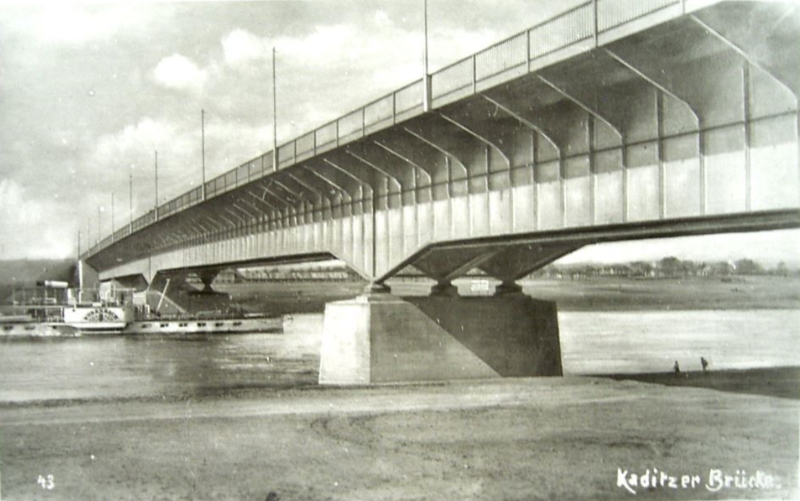 Kaditzer Brücke, Postkarte 1935 (Foto: www.altesdresden.de)