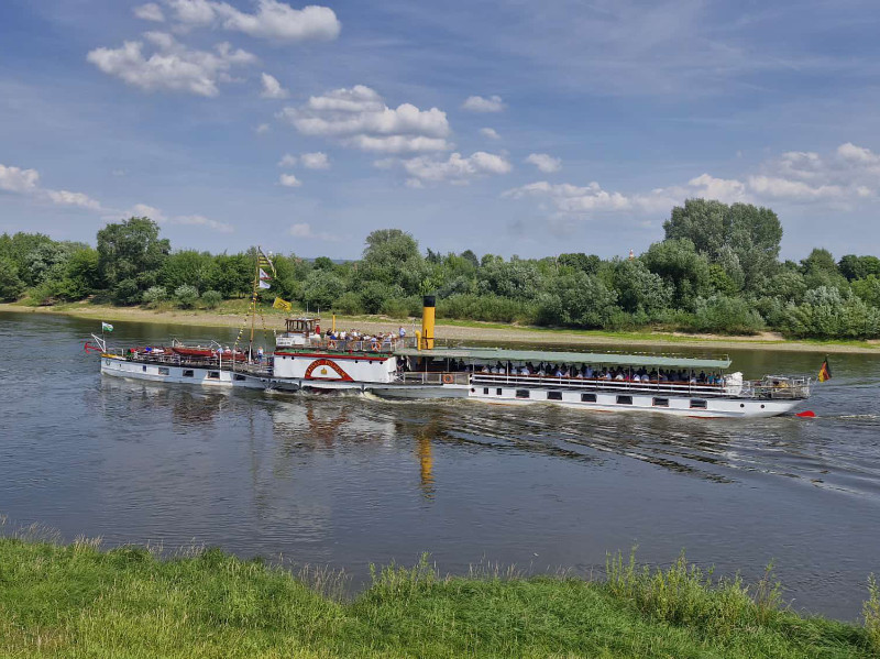 Raddampfer Kaiser Wilhelm auf der Elbe in Übigau (Foto: Reiner Klotzsche, 13.06.25)