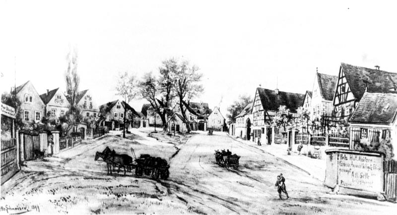 Dorf Mickten gegen Trachau (Aquarell 1899)